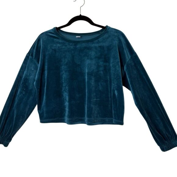 Old Navy Green Velour Cropped Sweatshirt and Jogger Pants Sz S  Cozycore, Soft - Picture 2 of 15